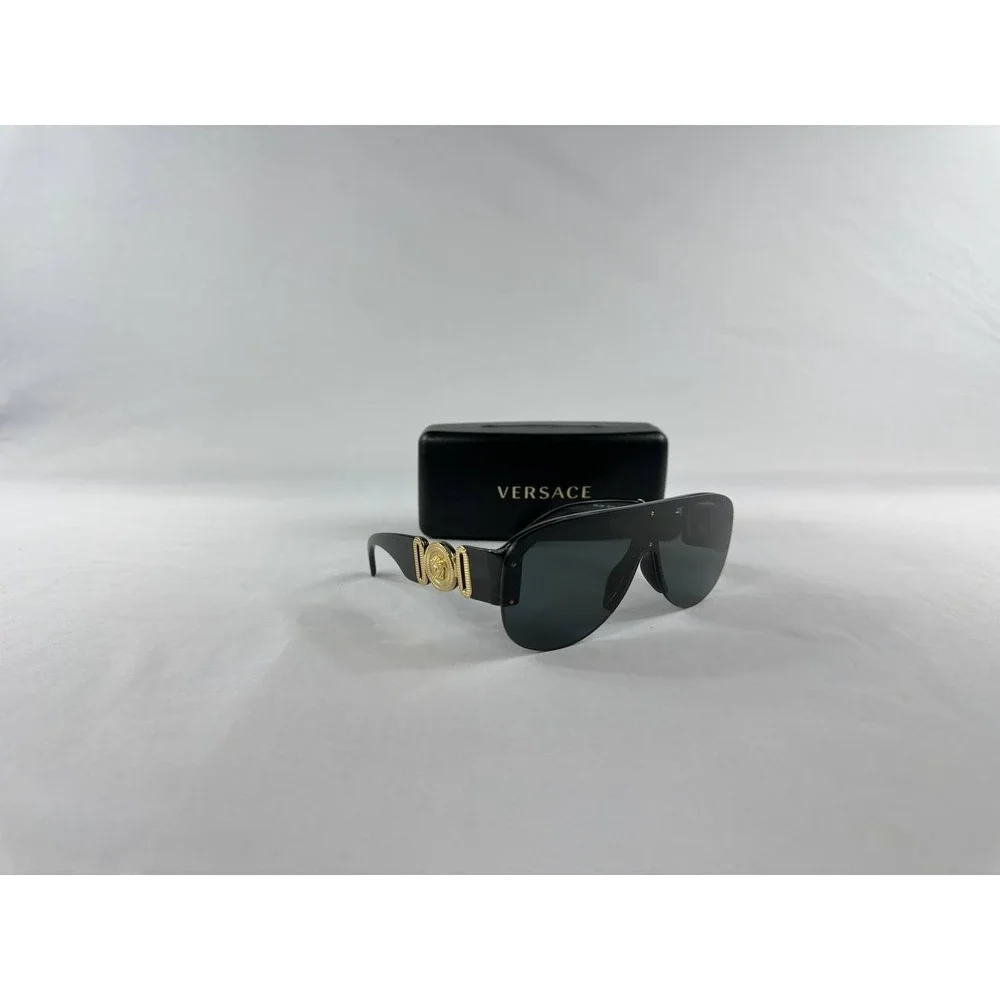 Versace Sunglasses Black Gold Shield Pilot Medusa Biggie MOD VE 4391 GB1/87